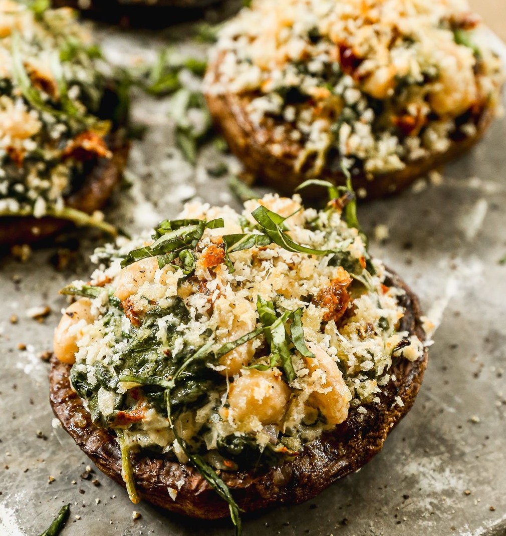 Portobello seened kitsejuustu ja ubadega täidetud